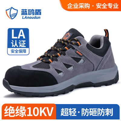 蓝鸥盾劳保鞋男舒适绝缘防滑玻纤头防砸防刺穿安全功能鞋D206GY
