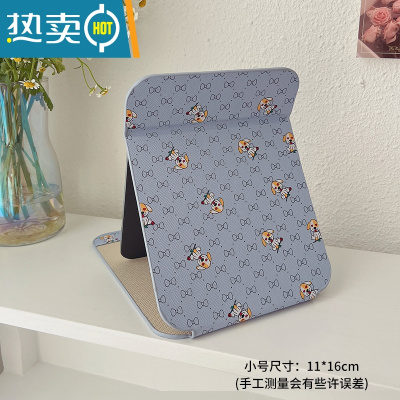 敬平大号复古化妆台式梳妆镜子公主镜折叠便携网红简约随身宿舍桌面女 蓝色小号便携式用镜