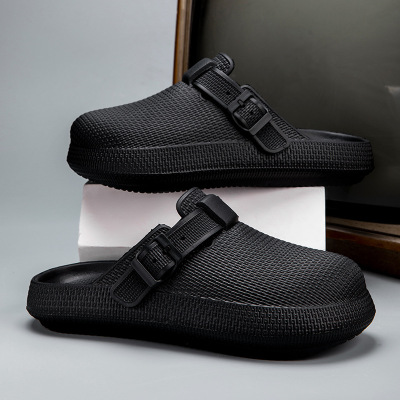 2025年新款包头半拖休闲舒适透气纯色时尚平跟百搭日常男款拖鞋