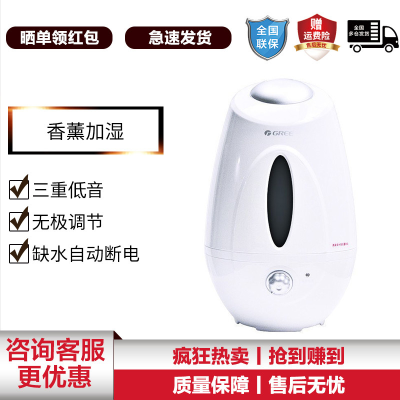 格力(GREE)大松加湿器 SC-4001 家用4L超声波低音增湿器缺水自动断电办公室迷你香薰机加湿器