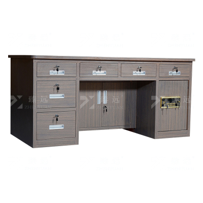 臻远 BXZ-26 钢制保险桌可投币收银财务桌1.6m黑枫木六斗电子锁