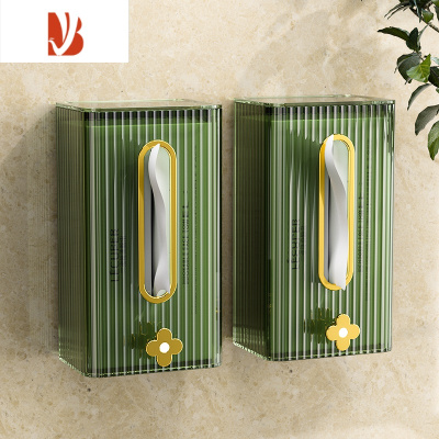 三维工匠纸巾盒壁挂式抽纸面巾纸洗脸巾客厅家用创意厕所厨房倒挂轻奢 墨绿 2个装[壁挂/台面双用]
