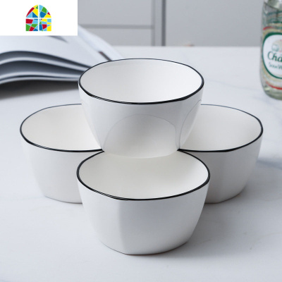 北欧风格创意陶瓷餐具家用米饭碗面碗单个大饭碗个性汤碗网红INS FENGHOU TM-釉下黑5英寸直口碗10个套装