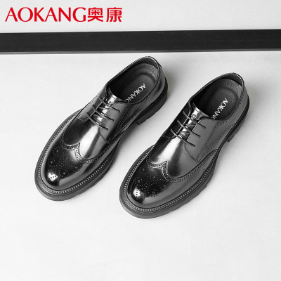 奥康男鞋布洛克商务正装皮鞋牛皮透气新郎结婚鞋英伦德比鞋通勤单鞋