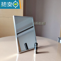 敬平木质化妆镜子男士专用学生宿舍台式家用大桌面可立卧室梳妆小便携便携式用镜 银色直角