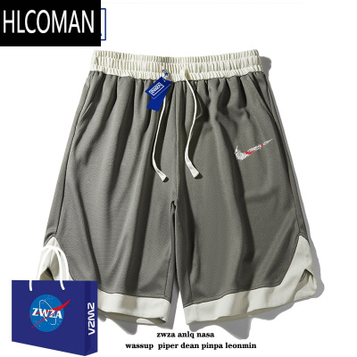 HLCOMAN夏季美式篮球运动短裤男外穿拼接撞色篮球裤休闲宽松跑步五分裤子