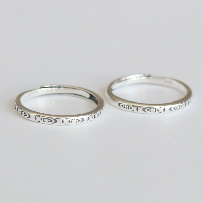 复古S925纯银戒指开口戒小鱼小众设计指环手指闺蜜对戒食指戒女潮送女朋友老婆情人节七夕生日礼物