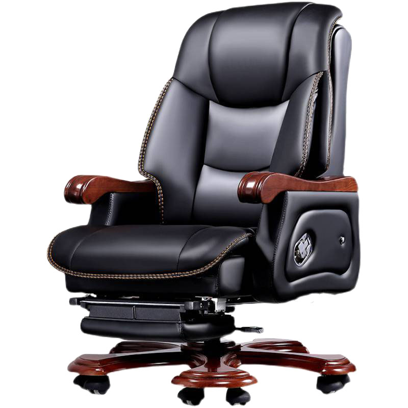 锦北老板椅商务总裁椅办公室大班椅可躺10轮电脑椅 进口牛皮+搁脚按摩