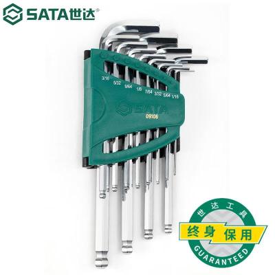 世达(SATA)工具12件英制加长球头内六角扳手组套09106