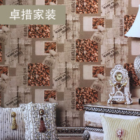 新品3D个性墙纸复古工业风木纹格子立体壁纸咖啡厅餐厅背景墙怀旧壹德壹