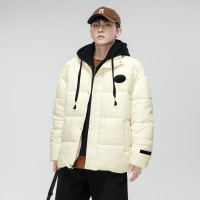 连帽开衫棉服男冬季加厚韩版潮流假两件棉衣百搭宽松情侣棉袄外套