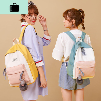 ins双肩包女书包学生韩版初中高中2019新款帆布校园原宿风大容量NEW LAKE