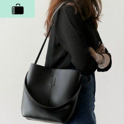 水桶包女2019韩国简约百搭新款时尚拼接单肩包百搭手提子母斜挎包NEW LAKE女斜挎包