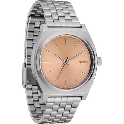 Nixon男士时尚机械表玫瑰金表盘银色表带