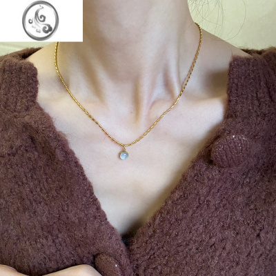 JiMi吸睛指数飙升~可水洗一颗小和田玉锁骨链清爽夏日项链圆珠链别致