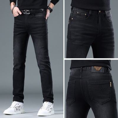 欧货牛仔裤男款秋冬季新款潮牌商务弹力修身小脚休闲长裤子男