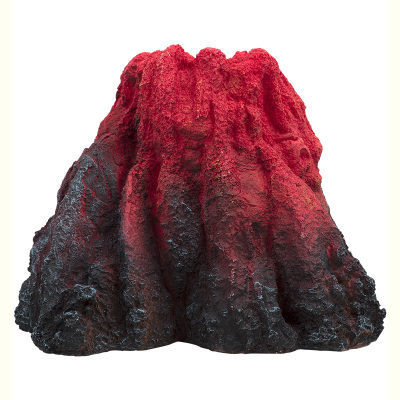 金鱼缸造景装饰水族箱仿真火山摆件 增氧气泵气泡石套餐LED灯布景