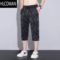 HLCOMAN广州新塘六兜牛仔短裤男士夏季薄款弹力七分裤子夏天高端八分马裤