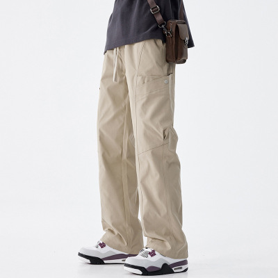|美式潮牌工装裤子男春秋款休闲裤百搭宽松直筒阔腿长裤子