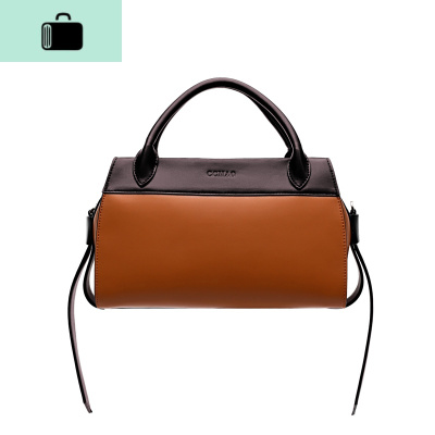 撞色斜挎包女韩版2020新款包包女手提包单肩大气简约百搭个性时尚NEW LAKE 棕色女斜挎包