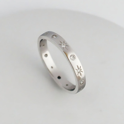 S925纯银戒指镶钻星星简约韩版闪亮锆石指环女个性时尚潮搭闺蜜戒送女朋友老婆情人节七夕生日礼物