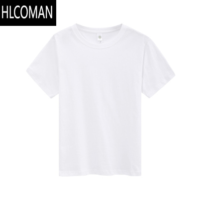 HLCOMAN白t恤女230g短袖t恤二本针螺纹领圆领白t恤男士正肩T恤打底衫
