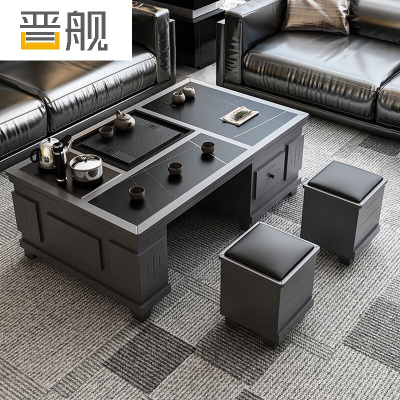 晋舰火烧石功夫茶几茶桌椅组合茶具一体套装茶台一键上水 1.2米宝马灰