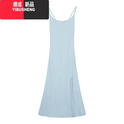 YIBUSHENG纯欲风辣妹绑带露背连衣裙女季收腰包臀裙开叉吊带裙子