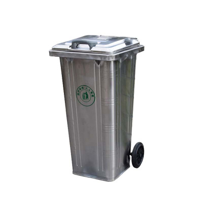 铭威盾户外240L不锈钢环卫挂车垃圾桶大号带轮120升环保市政物业果皮箱[1.2厚度+橡胶轮]120L不锈钢
