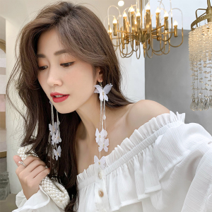 2023新款潮超仙蝴蝶流苏耳环女夏天的气质长款网红个性夸张大耳饰送女朋友老婆情人节七夕生日礼物 仙气飘飘蝴蝶