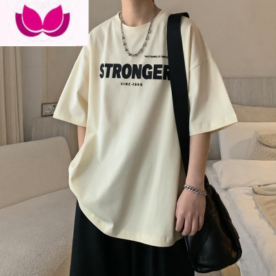 七斓短袖t恤男夏季美式高街五分袖上衣宽松休闲圆领半袖体恤