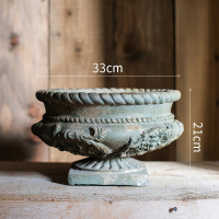 美帮汇古典纹饰柱头花盆花器花瓶凡尔赛复古艺术风格花园装饰法式 古典柱头盆(B款) 大