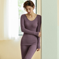 2026秋冬季保暖内衣女薄款圆领修身显瘦无缝美体螺纹秋衣秋套装女