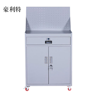 豪利特工具柜加厚铁皮储物柜工厂车间用带抽屉汽修多功能收纳柜灰白色一斗小柜含轮子