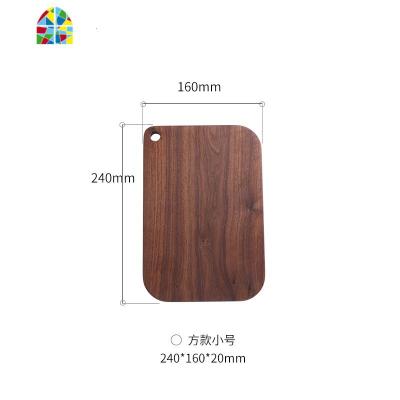黑胡桃木砧板面包板全实木菜板案板日式寿司板托盘辅食切菜板 FENGHOU 方款小号整木配送牛皮绳