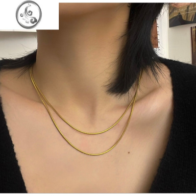 JiMi734号法式复古项链时髦叠戴双层蛇骨链设计感女港风不掉色冷淡风