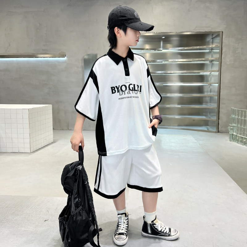 男童夏装套装2025新款儿童夏季薄POLO衫短袖帅气衣服大男孩炸街潮