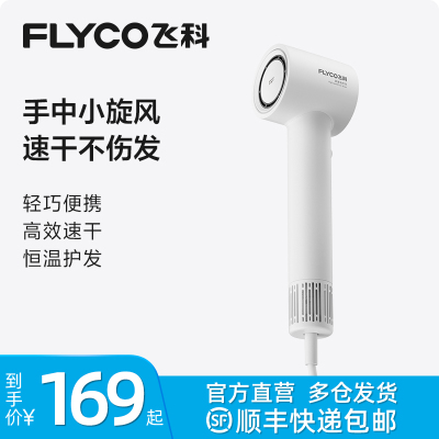 飞科(FLYCO)家用电吹风高速吹风机高浓度负离子护发大风力速干便携低噪音吹风筒FH6370 皓月白