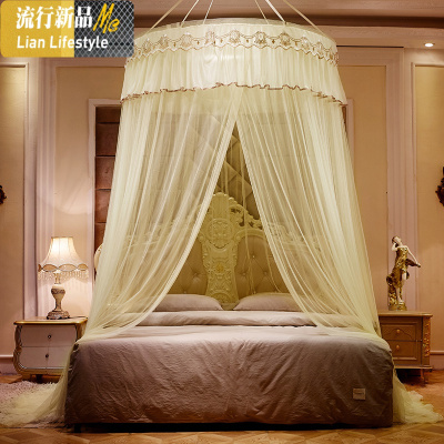 免安装吊顶圆顶蚊帐1.5米1.8m床公主风落地加密双人家用圆形帐子 三维工匠