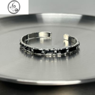 JiMi高级感锆石男生手镯女轻奢小众ins暗黑风设计手环个性情侣手饰潮