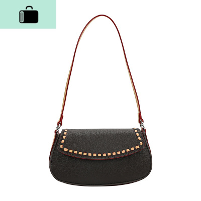 中古马鞍包女2020新款法式复古单肩腋下包斜挎手提包包NEW LAKE 棕色(预售)先拍先发女士单肩包