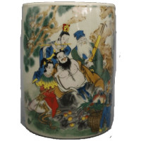 美帮汇治款粉彩人物八仙笔筒景德镇仿古陶瓷家居装饰办公展柜摆件