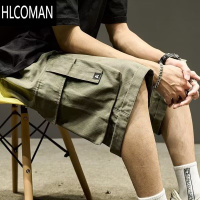HLCOMAN工装短裤男生日系复古军绿色潮流直筒中裤机能五分裤夏季