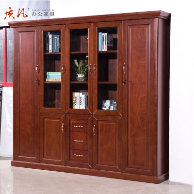 质凡实木皮书柜办公室隔断柜储物柜 五门柜