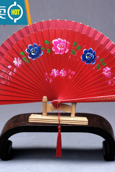 XIANCAI舞蹈扇古风红色扇子实木扇骨开合顺溜双面扇旗袍舞台走秀表演折扇 大红扇平板3#