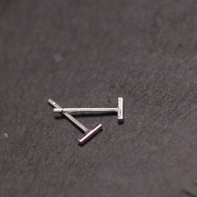 养耳洞新款耳钉女纯银小简约耳饰银饰迷你耳骨钉个性极简几何小棍送女朋友老婆情人节七夕生日礼物