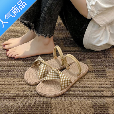 SUNTEK小众设计感凉鞋女仙女风ins潮2023年新款夏季时尚百搭平底罗马鞋