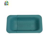 可伸缩洗菜篮淘菜盆沥水篮长方形塑料水果盘家用厨房水洗碗收纳 FENGHOU 绿色