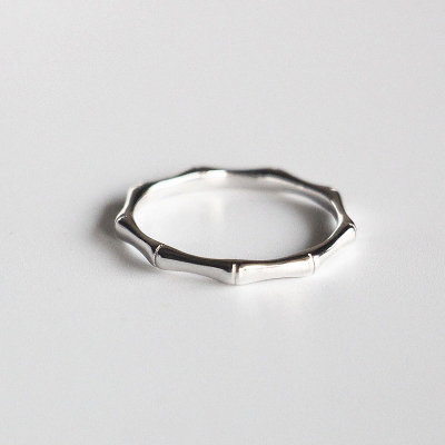 s925清新文艺纯银竹节戒指学生日韩简约对戒食指女尾戒潮品闭口送女朋友老婆情人节七夕生日礼物