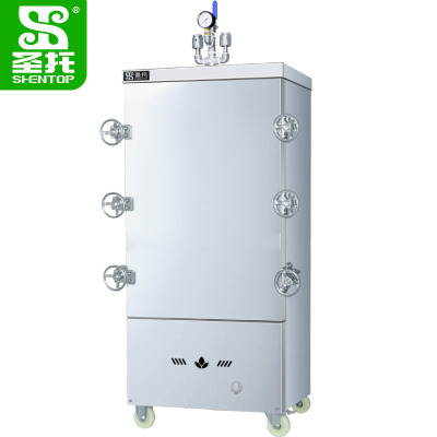 圣托(Shentop)商用高原燃气蒸饭柜 12盘单门燃气蒸柜蒸饭车高压智能全自动蒸箱节能海鲜蒸柜 DDE13